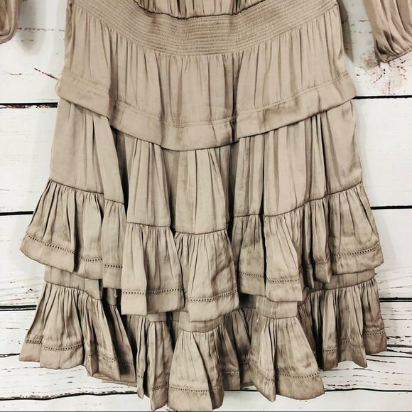 Halston Heritage Silky Ruffle Skirt and Collar Dress Bracelet Sleeve XS S - Picture 4 of 7